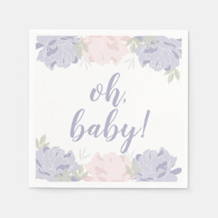 Pastel Pink & Lila Peonies Baby Dusche Serviette