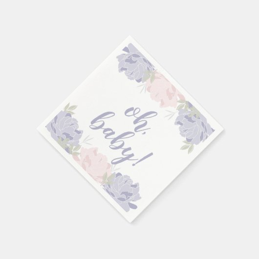 Pastel Pink & Lila Peonies Baby Dusche Serviette (Ecke)