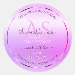 Pastel Pink Lila Produktmarken Jewels Monogram Runder Aufkleber