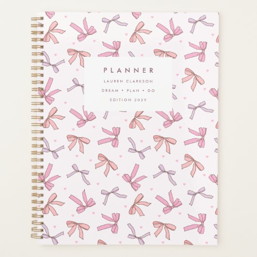 Pastel Pink & Lilac Bow Coquette Planner Planer (Vorderseite)