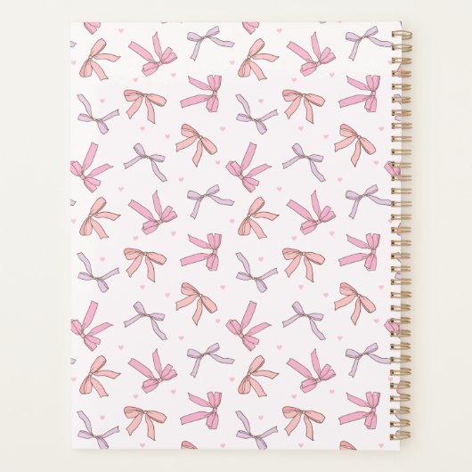 Pastel Pink & Lilac Bow Coquette Planner Planer (Rückseite)
