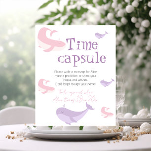 Pastel Pink Lilac Whale Birthday Time Kapsel Poster