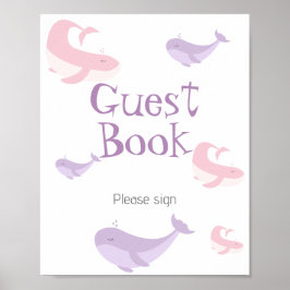 Pastel Pink Lilac Whale Gästebuch