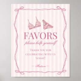 Pastel Pink Lingerie Bachelorette Party Favors Poster