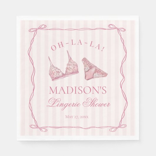 Pastel Pink Lingerie Shower Bachelorette Party Serviette (Vorderseite)