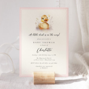 Pastel Pink Little Duck Baby Duck Einladung