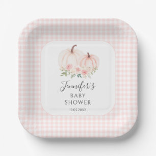 Pastel Pink Little Pumpkin Floral Baby Girl Dusche Pappteller