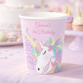 Pastel Pink Magical Rainbow Unicorn Birthday  Pappbecher