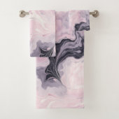 PASTEL PINK MARBLE SWIRL BADEZIMMER TOWEL SET (Insitu)