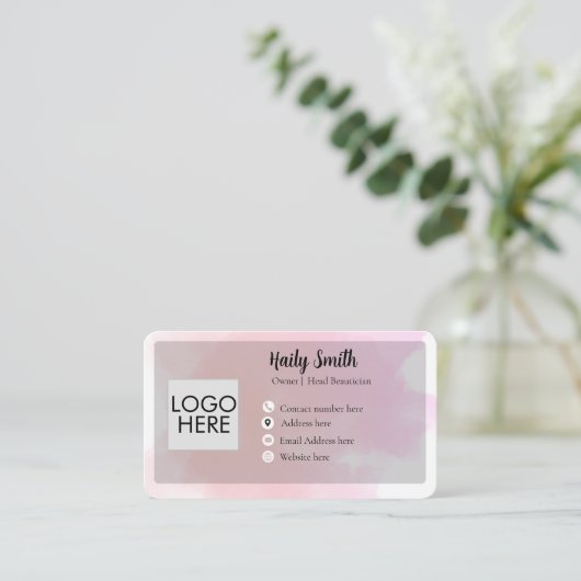 Pastel Pink & Mauve Gradient Modern Business card Visitenkarte (Stehend Vorderseite)