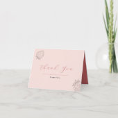 Pastel Pink Minimalistisch Strawberry Geburtstag Dankeskarte (Vorderseite)
