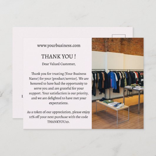 Pastel Pink Minimalistisches Budget Geschäft Danke Postkarte (Vorne/Hinten)