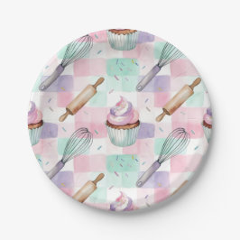 Pastel Pink & Mint Cupcake Baking Pattern Pappteller
