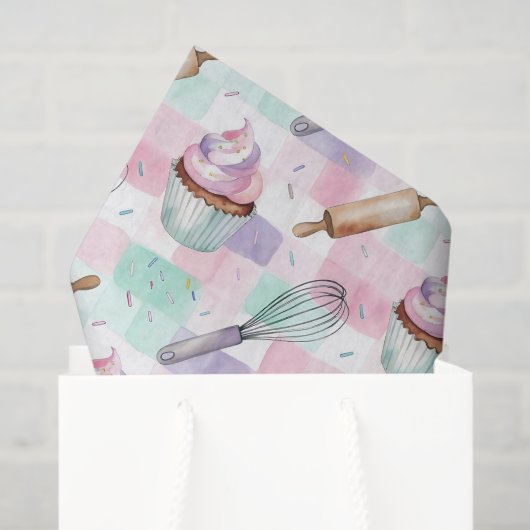 Pastel Pink & Mint Cupcake Baking Pattern Seidenpapier (Geschenktüte)