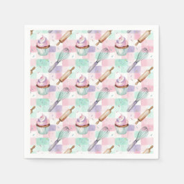 Pastel Pink & Mint Cupcake Baking Pattern Serviette