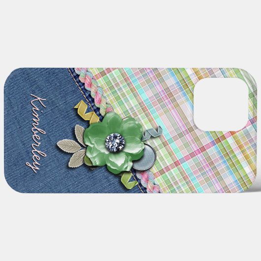 Pastel Pink Mint Green Gingham Kariertes Muster Case-Mate iPhone Hülle (Rückseite (Horizontal))