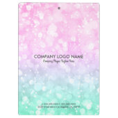 Pastel Pink & Mint Green Glam Bokeh Glitzer Klemmbrett (Rückseite)