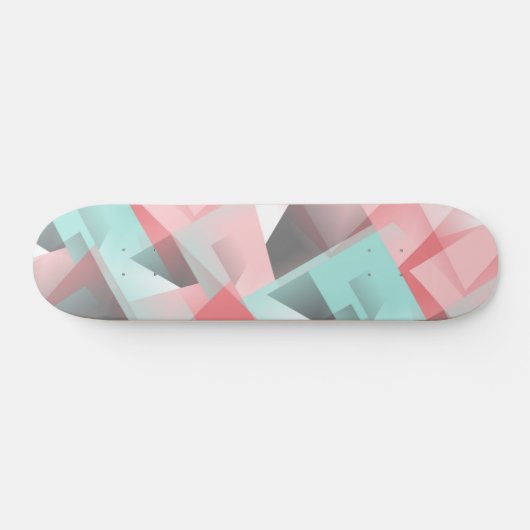 Pastel Pink Minz Green Grey White Polygon Muster Skateboard (Horizontal)