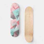 Pastel Pink Minz Green Grey White Polygon Muster Skateboard (Vorderseite)