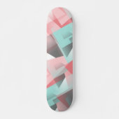 Pastel Pink Minz Green Grey White Polygon Muster Skateboard (Vorne)