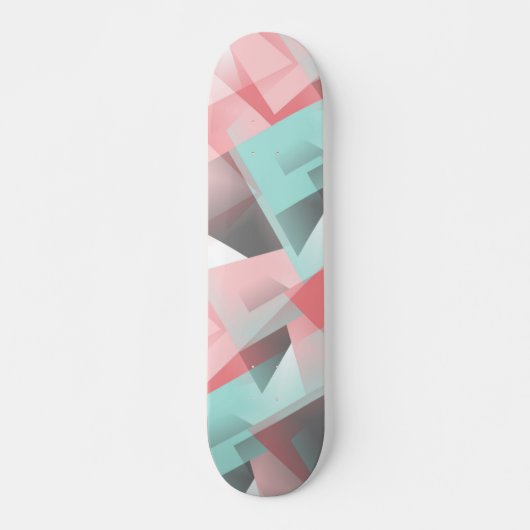 Pastel Pink Minz Green Grey White Polygon Muster Skateboard (Vorne)