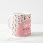 Pastel Pink Modernes Weihnachtsmuster Kaffeetasse (Vorderseite Links)