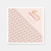 Pastel Pink Modernes Weihnachtsmuster Serviette (Vorderseite)