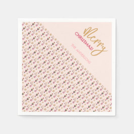 Pastel Pink Modernes Weihnachtsmuster Serviette