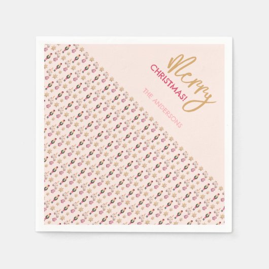 Pastel Pink Modernes Weihnachtsmuster Serviette (Vorderseite)