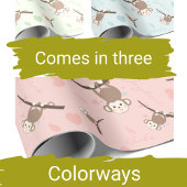Pastel Pink Monkey Valentine Wrapping Paper  Geschenkpapier
