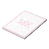 Pastel Pink Monogram Dot Grid Notizblock (Rotiert)