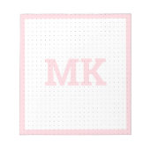 Pastel Pink Monogram Dot Grid Notizblock (Vorderseite)