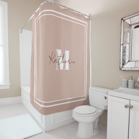 Pastel Pink Monogram Duschvorhang (Beispiel)