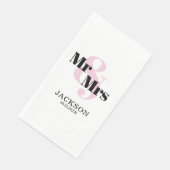 Pastel Pink Mr & Mrs Wedding Serviette (Ecke)