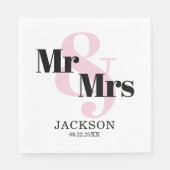 Pastel Pink Mr & Mrs Wedding Serviette (Vorderseite)
