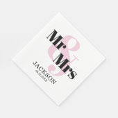 Pastel Pink Mr & Mrs Wedding Serviette (Ecke)