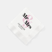 Pastel Pink Mr & Mrs Wedding Serviette (Ecke)
