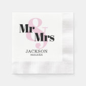 Pastel Pink Mr & Mrs Wedding Serviette (Vorderseite)