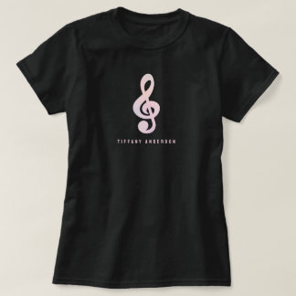 Pastel Pink Musik Symbol Musik Art Monogram Name T-Shirt