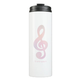 Pastel Pink Musik Symbol Musik Art Monogram Name Thermosbecher