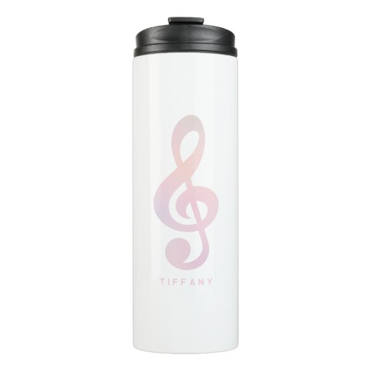 Pastel Pink Musik Symbol Musik Art Monogram Name Thermosbecher (Vorderseite)