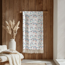 Pastel Pink Navy Blanket Elegant Boho Cozy Gift Fleecedecke