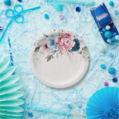 Pastel Pink Navy Blue Pampas Grass Rustikale Hochz Pappteller (Party)