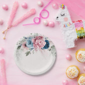 Pastel Pink Navy Blue Pampas Grass Rustikale Hochz Pappteller (Party)