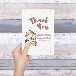 Pastel Pink Niedlich Baby Dragon Dankeskarte