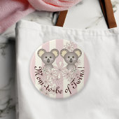Pastel Pink Niedlich Baby Koala Mama to be of Twin Button