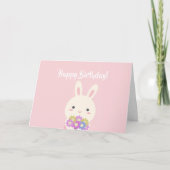 Pastel Pink Niedlich Kawaii Bunny Kids Happy Gebur Karte (Vorderseite)