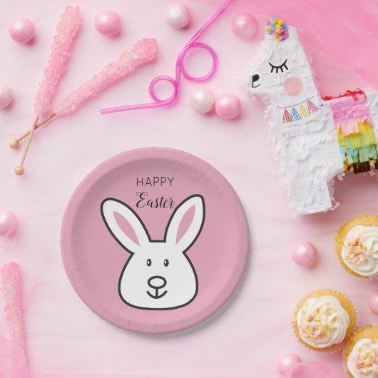 Pastel Pink Niedlich Ostersonnige Illustration Pappteller (Party)