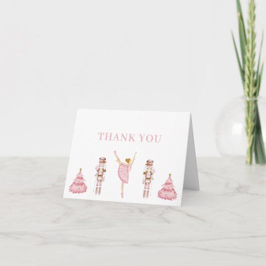 Pastel Pink Nutcracker Baby Shower Thank You Card Dankeskarte (Vorderseite)