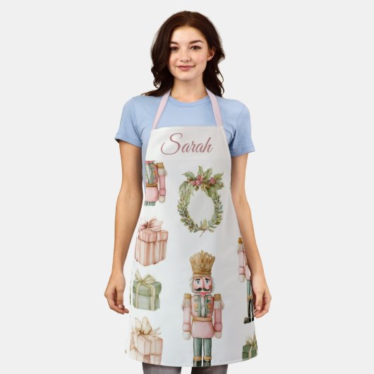 Pastel Pink Nutcracker Custom Christmas Apron Schürze (Getragen)